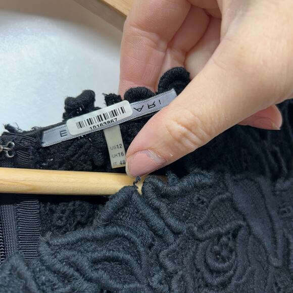 Elie Tahari Neutral Black Lace Layered Short Sleeve Below Knee Midi Dress 12 - Picture 7 of 7